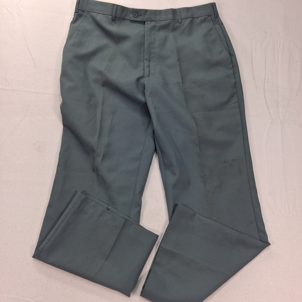 Haband Dress Slacks Mens 39x31 Style 090 Gray Blue Permanent Press Slacks EUC